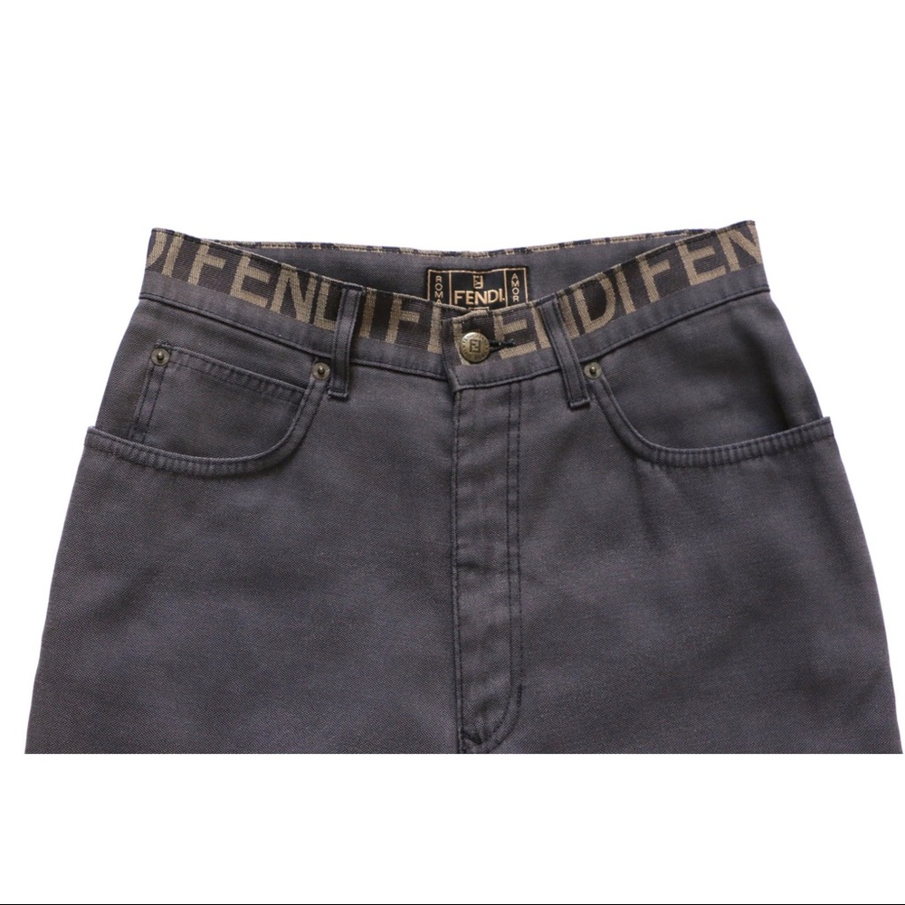 Fendi Jeans Zucca logo print waistband, high waisted tapered size 44 28” US 8